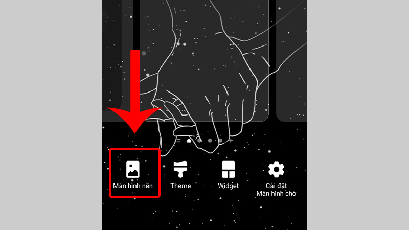 Nhấn giữ khoảng trống trên màn hình và chọn Màn hình nền