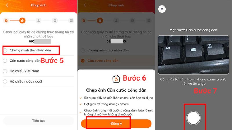 Chụp màn hình căn cước công dân để xác thực 