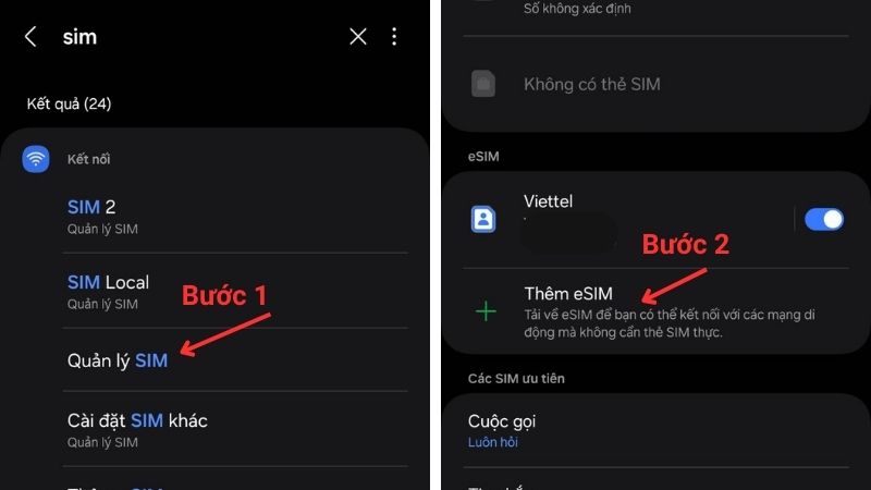 Cách thêm eSIM trên điện thoại Android