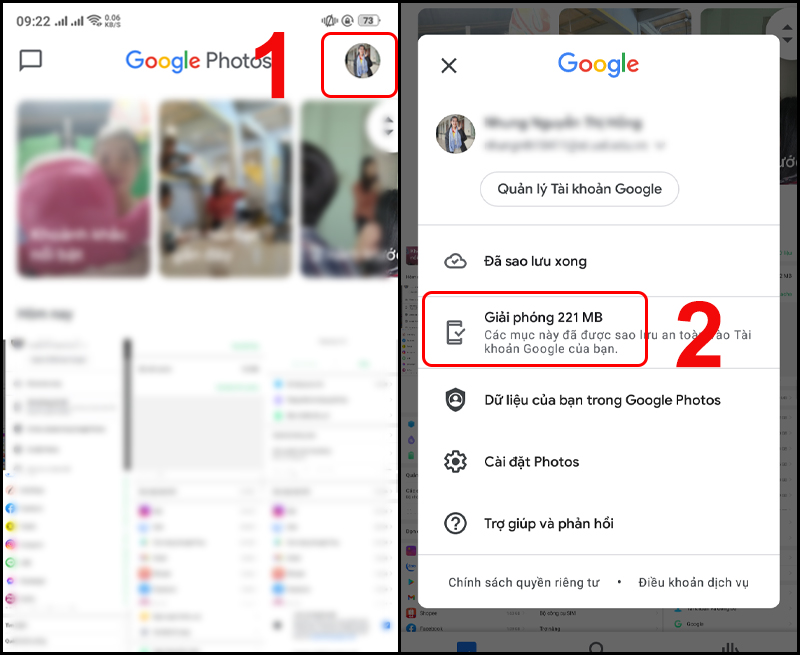 Google Photos cho chúng ta biết có bao nhiêu dung lượng được lưu trữ an toàn