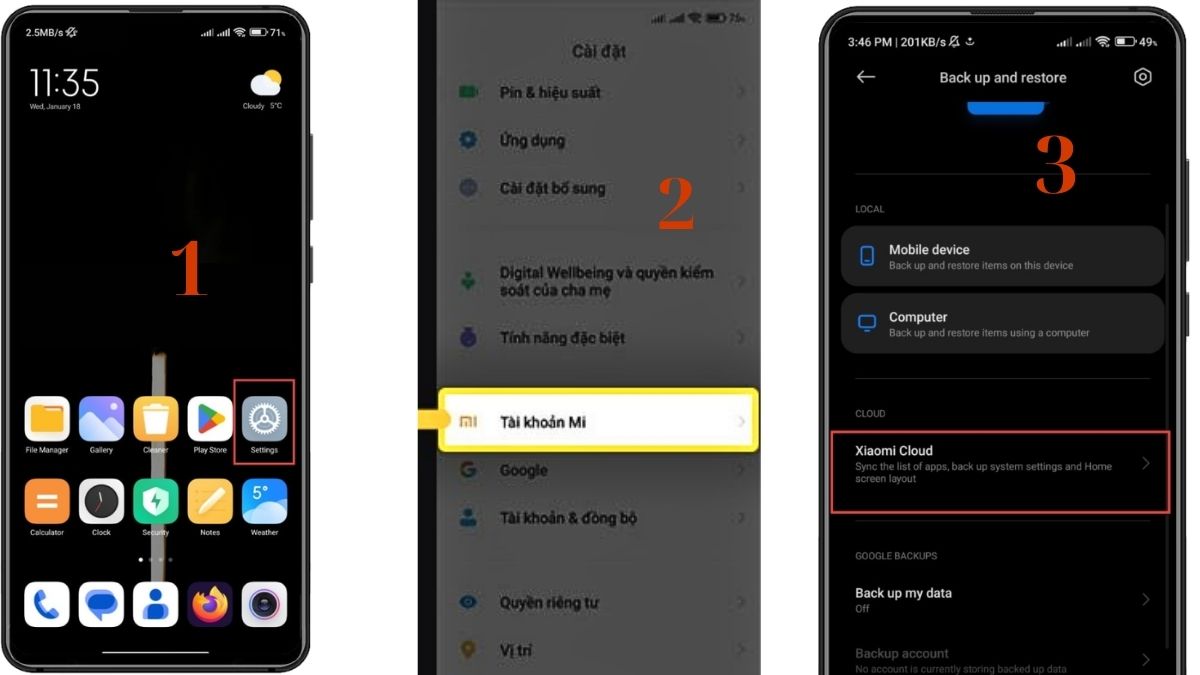 Cách sao lưu và khôi phục dữ liệu Mi Cloud - Bước 1