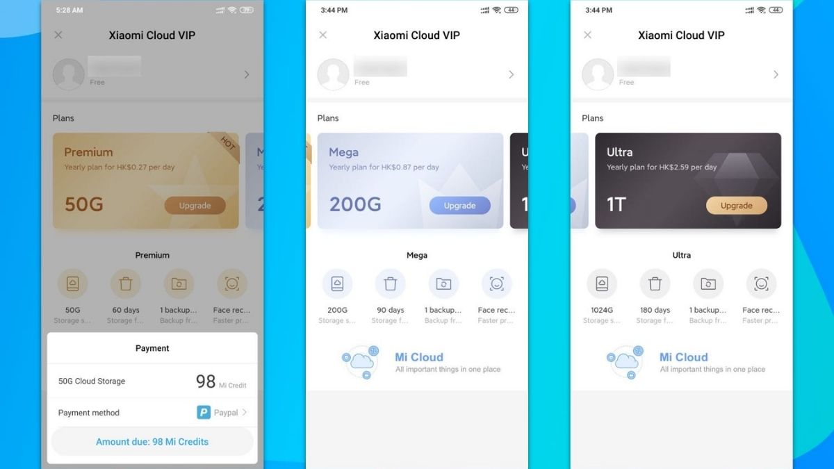 Bảng giá dịch vụ lưu trữ đám mây của Xiaomi