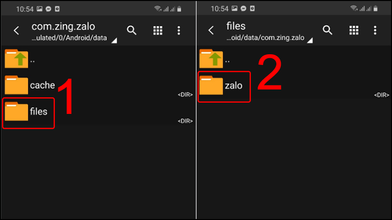 Mở mục files và chọn Zalo